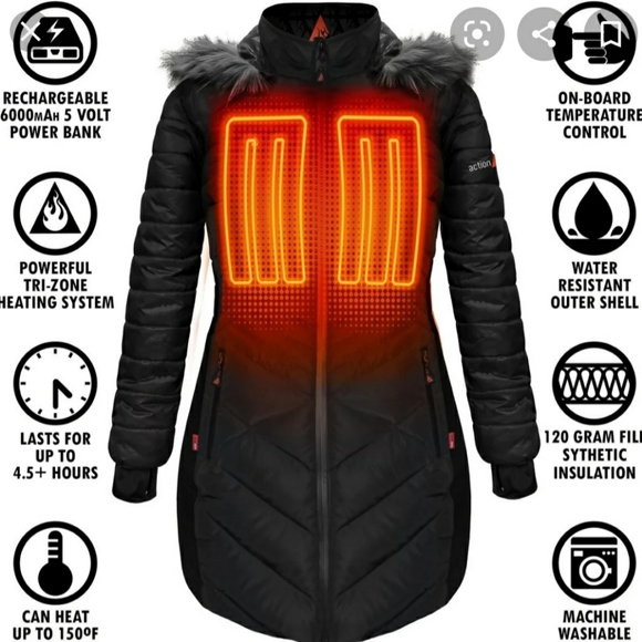 Action Heat Women's heated winter coat Large - Picture 5 of 11